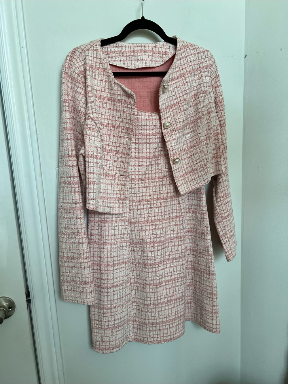Glinda Core Pink Tweed Dress & Jacket Set | Coquette Princess Aesthetic L - Picture 2 of 6